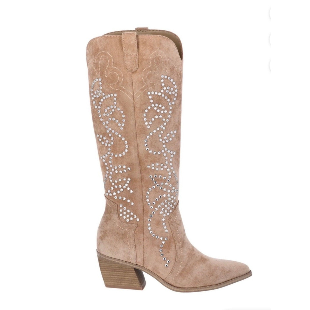Western Faux Suede Cowboy Boots 9 NWT